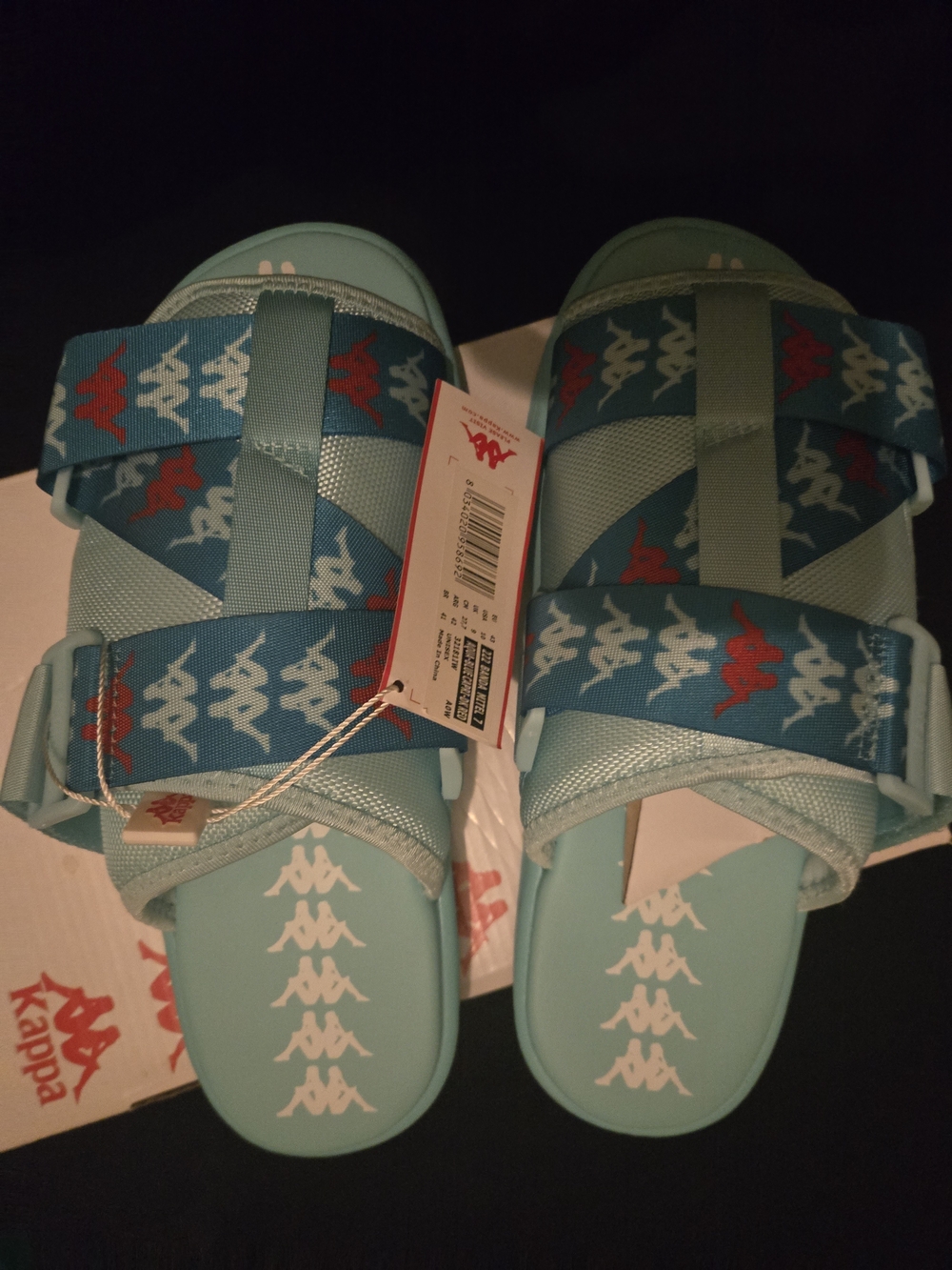 Kappa Men Aqua Blue Slide Sandals with Logo Straps May 1st Closing Page